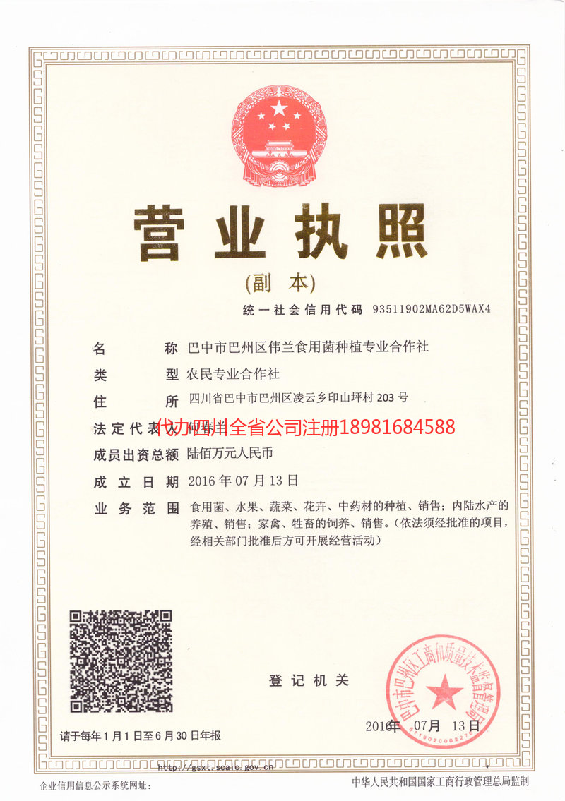 辽阳辽阳伟兰食用菌种植专业合作社